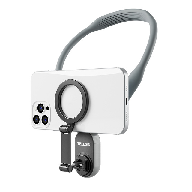 Magnetic Neck Cell Phone Holder POV Vlog Selfie Mount Hand Free Phone Neck Holder Chest Stand for iPhone 15 14 13 12