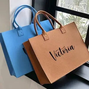 Tas Tote Felt besar tas bahu felt wanita belanja kustom tas tangan santai wanita buatan tangan