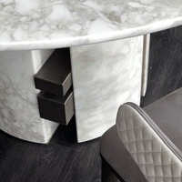 Table à manger italienne lumineuse de luxe Table ronde nordique en marbre Table ronde moderne minimaliste Table à manger combinaison de chaises