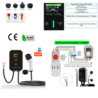Borne de recharge murale pour VE 7 kW Type 2 avec RCD Type B intégré, IC, CPD, application Tuya WiFi, RFID, écran LCD, 32A, station de recharge domestique pour VE