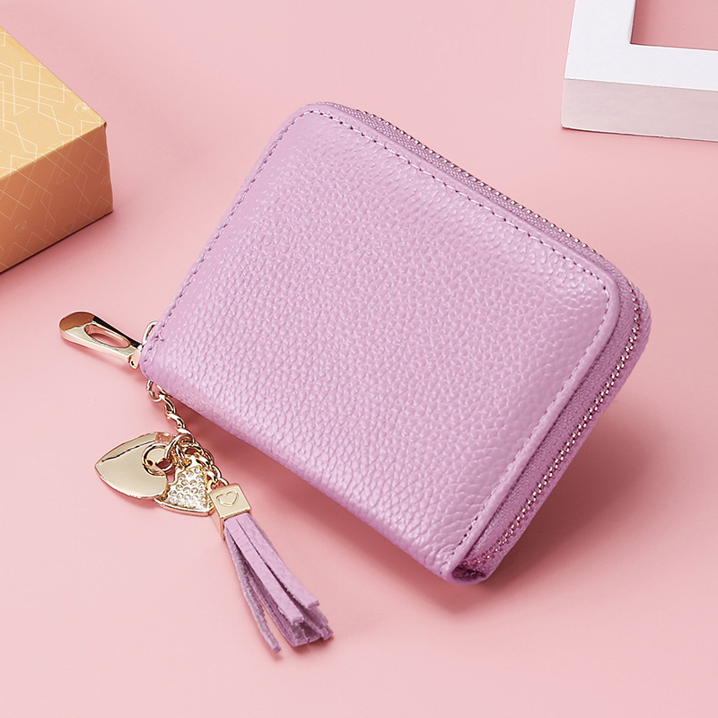 Stylish Leather RFID Lobstr Wallet With Tassel Zipper For Girls