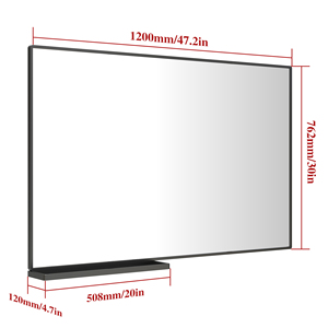 Gương phòng tắm hiện đại với kệ lưu trữ 48x30 inch Gương treo tường hình chữ nhật màu đen cho phòng ngủ treo gương khung nhôm - Product Image 6