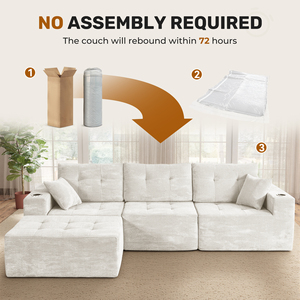 Sofá Modular Convertible Extensible de Terciopelo Moderno en Forma de L, Sin Necesidad de Montaje, Espuma de Alta Resiliencia, Diseño con Puntos de Sujeción, Bolsillos Laterales - Product Image 5