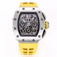 Montre tourbillon en titane pour homme avec cristal saphir et bracelet en caoutchouc jaune RM11-03