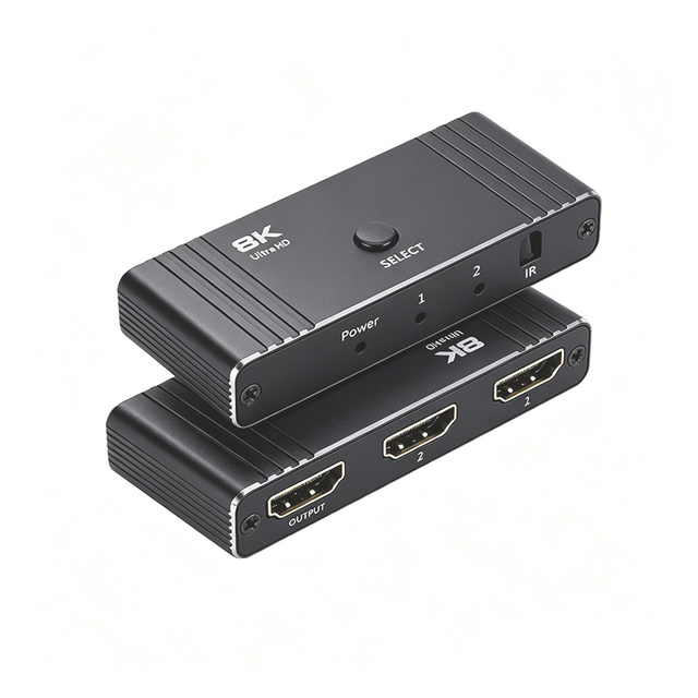 Justlink HDMI Switch 8K 60Hz 2 in 1 Out HDMI 2.1 Bidirectional 4K 120Hz HDR IR Remote for TV Monitor Projector PC