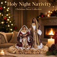 Crèche en résine artisanale, figurines de Noël décoratives et de collection, ensemble de 3 pièces, Sainte Famille marron et dorée dans le berger