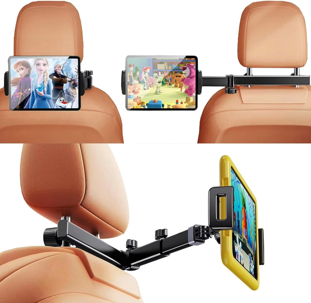 Adjustable Extension Arm Car Headrest Tablet Mount 4.7\"-13\" Devices Rear Seat Holder Magnetic Rotatable Phone Holder for Kids