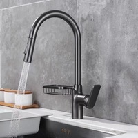 Robinet de cuisine en céramique à un trou et double sortie, eau froide et chaude, avec douchette extractible, vente en gros transfrontalière