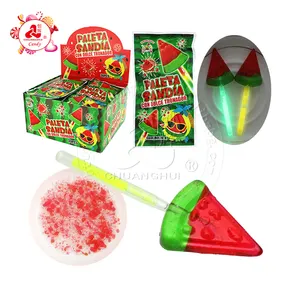 HALAL 2 In 1 Watermelon slice Neon light lollipop with popping candy