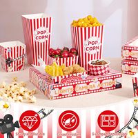 DAMAI 12 ensembles de fournitures de fête sur le thème du cinéma, seaux à popcorn roses et rouges et plateaux à collations pour la décoration d'une fête d'anniversaire de fille