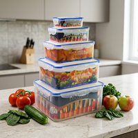 Ensemble de 5 contenants de stockage alimentaire rectangulaires hermétiques de grande capacité avec couvercles, contenants de stockage de cuisine pour la préparation des repas