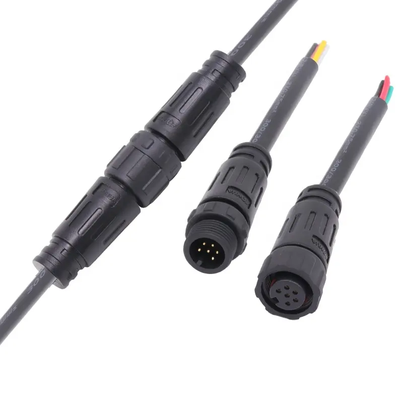 Nylon, 2, 3, 4, 5, 6 7 8 pin ip67 potencia impermeable hombre mujer m12 conector con cable