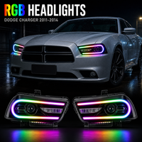 Assemblages de phares avant LED RGB complets JC Wholesale pour Dodge Charger 2011-2014, avec clignotants séquentiels.