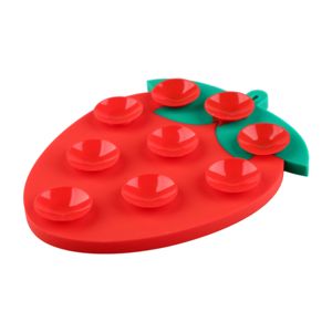 Bol à alimentation lente en silicone pour animaux de compagnie avec motif fraise, antidérapant, non toxique, plat pour nourriture pour animaux - Product Image 2