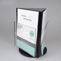 Support de menu rotatif à 3 faces en acrylique transparent, présentoir de table triangulaire transparent, support de carte publicitaire portable pour restaurant