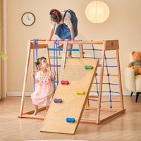 Arc-en-ciel en bois de haute qualité en bois enfant en bas âge ensemble d'escalade aire de jeux intérieure mur équipement d'escalade école pour chambre d'enfant en bas âge