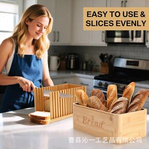 Caja de pan de bambú con rebanador 2 en 1, contenedor de almacenamiento para uso en la cocina - Product Image 2