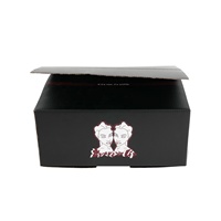 Boîte d'expédition en carton ondulé noir personnalisée avec bande de déchirement, rabats entièrement superposés et impression de logo couleur pour l'e-commerce
