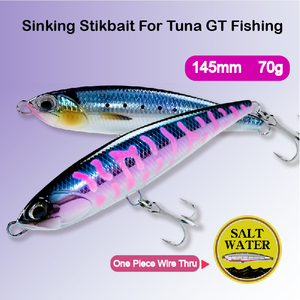 Stock Big Sinking Pencil Stick 145mm 70g GT Tuna Marlin Asesino de agua salada Buceo profundo Pesca Señuelo duro artificial - Product Image 2