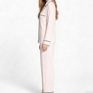 Pigiami OEM personalizzati in cotone modal con elastico in vita, maniche lunghe, tinta unita, <span class=keywords><strong>taglie</strong></span> <span class=keywords><strong>forti</strong></span>, in raso - Product Image 3