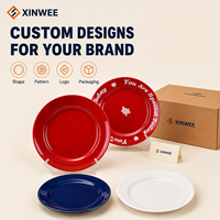 Platos de Cena de Cerámica Rojos Sólidos Personalizados, Seguros para LFGB y FDA, con Estampado de Rosas, Platos Redondos de Porcelana con Eslogan Personalizado, Regalo Personalizado