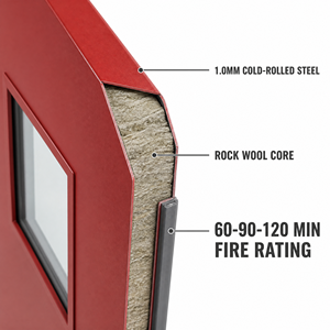 Portes en acier ignifugées 30-180 minutes, prévention incendie, ouverture par poussée et traction, finition en acier inoxydable et <span class=keywords><strong>verre</strong></span> - Product Image 3