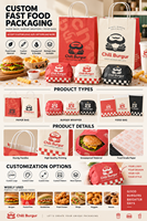 Emballage alimentaire biodégradable de qualité alimentaire avec logo personnalisé pour hamburgers, poulet frit, frites, boîte à emporter, conteneur jetable