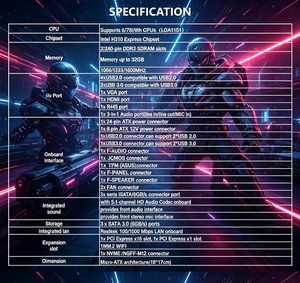 Nouvelle carte mère Intel <span class=keywords><strong>H310M</strong></span>-ITX d'origine, 6e/7e/8e/9e génération Intel I7/I5/I3 LGA1151 H310 HD-MI NVMe M.2 pour RAM 32G Dual <span class=keywords><strong>DDR3</strong></span>, ordinateur de bureau - Product Image 5