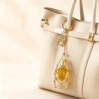 Pendentif Flacon de Parfum Portable DIY en Acier Inoxydable Doré et Argenté avec Nœud, Sac Filet pour Parfum, Porte-clés, Flacon de Voyage Tendance