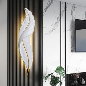 Lijia Feather Wall Lamp Led Warm Light Minimalist Bedroom Living Room Entryway Decorative Lighting 900mm W650mm - Product Image 2