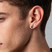 Boucles d'oreilles rectangulaires en zircone motif flamme, en acier inoxydable, avec fermoir à bille, filetage interne, accessoires de piercing pour homme (helix, lobe)