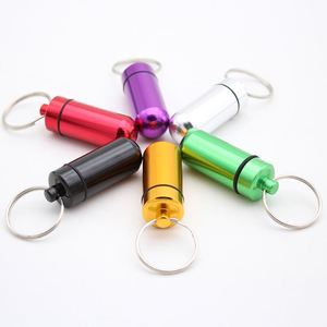 Portable Mini Metal Pill Box <b>Keychain</b> Mini Aluminum Pill Storage Box Case <b>Keychain</b> Bag Pendants Store Pill Keyring Accessories - Product Image 4