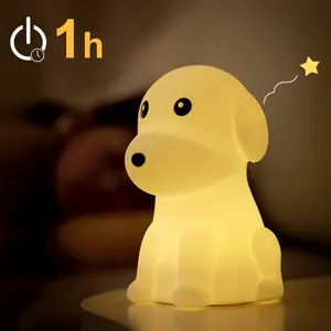 Lampu mainan anak-anak silikon hewan anak anjing lampu Led silikon lembut kreatif lampu malam anjing untuk bayi tidur anak-anak lampu kamar