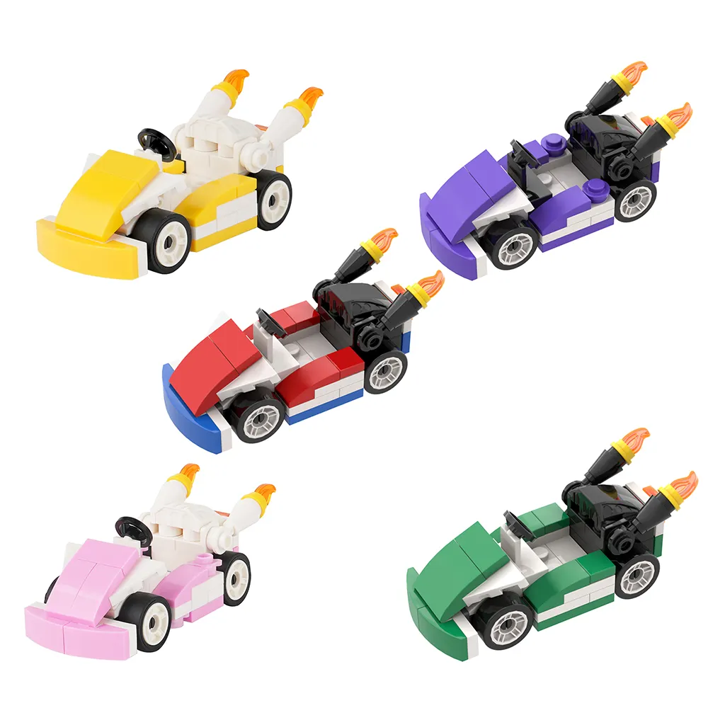 MOC1218-1222 loạt sáng tạo Mario Kart với wario Luigi công chúa đào waluigi supermario trò chơi phim hoạt hình xây dựng khối đồ chơi trẻ em