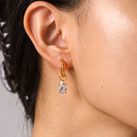 Boucles d'oreilles créoles en acier inoxydable plaqué or 18 carats avec zircon CZ, style Ins, pour femme, nouvelle collection, luxe léger, haute couture, bijoux polyvalents, cadeau