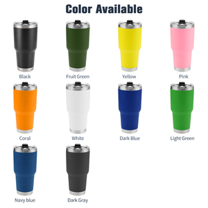 Mug isotherme personnalisé 30oz en acier inoxydable avec couvercle coulissant et paille, noir - Product Image 2