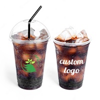 Café glacé à emporter Latte jus Smoothie verre 16 onces 12oz emballage en plastique jetables PET tasses transparentes avec couvercle boisson froide