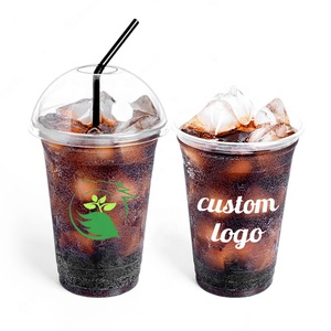 Café glacé à emporter Latte jus <span class=keywords><strong>Smoothie</strong></span> <span class=keywords><strong>verre</strong></span> 16 onces 12oz emballage en plastique jetables PET tasses transparentes avec couvercle boisson froide - Product Image 4
