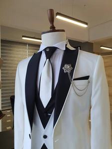 Trajes blancos de alta calidad <span class=keywords><strong>para</strong></span> esmoquin de boda, ropa de <span class=keywords><strong>novio</strong></span>, solapa con visera negra, padrinos de boda, disfraz blanco de 3 uds, Mariage Homme <span class=keywords><strong>2022</strong></span> - Product Image 5
