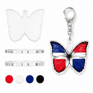 Llavero al por mayor con la bandera de República Dominicana, dije de mariposa DR, recuerdo del <span class=keywords><strong>Caribe</strong></span>, a granel - Product Image 5