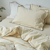 Parure de lit de luxe en coton 4 pièces, housse de couette unie, drap-housse doux et respirant pour hôtel, OEM ODM