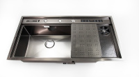 Évier de cuisine intelligent à double bac et trois trous, personnalisé en usine, noir, à capteur ultrasonique avec lave-vaisselle automatique