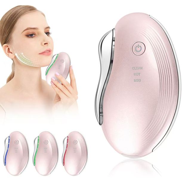 OEM Hand Held Microcurrent Vibration Gua Sha Massager Wrinkle Face Lift Device Light Modes Face Sculpting Tool