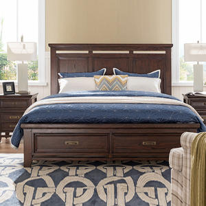 Cama de Madeira Maciça a Preço Acessível, Cama Clássica de Madeira com Duas Gavetas de Armazenamento, Cama King Size para Apartamento, Mobiliário de Hotel - Product Image 4