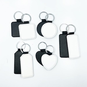 Customized PU Leather Keychain Accessories Personalized Heat Transfer Logo Leather Key Chain Custom Keyring Gift Charms
