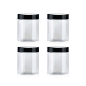 224 pezzo 250ml trasparente <span class=keywords><strong>PET</strong></span> in plastica per animali domestici nero coperchio bocca larga contenitori cosmetici per maschera per capelli in polvere unguento per la cura della pelle - Product Image 6