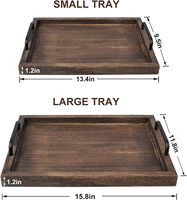 Planches de service en bois avec poignées, paniers décoratifs empilables pour utilisation avec un tapis, un plateau de service, un plateau de fruits ou un plateau de service de table (Grand modèle 40x30x3cm)