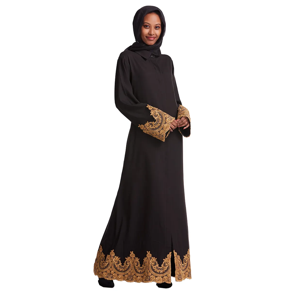 Kimono Kaftan terbuka Lebaran Ramadan kardigan lengan panjang pakaian Islami wanita Muslim Dubai Linen depan terbuka Abaya