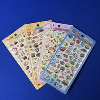 Feuilles d'autocollants en carton Kawaii sur le thème de la nourriture : Sashimi, Boulettes de riz, Desserts, Dôme gaufré – Idéal pour les albums de scrapbooking pour enfants et les créations artisanales sur le thème de la cuisine japonaise