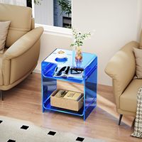 Table de chevet minimaliste moderne en acrylique Table basse design créative bleue pour chambre salon balcon-Style panneau de bois